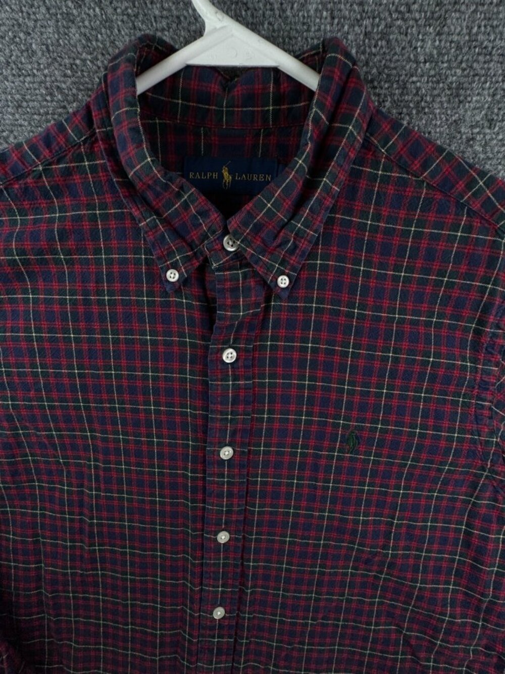 Ralph Lauren Men Long Sleeve Button Up Shirt Adult Large Blue Red Green Check